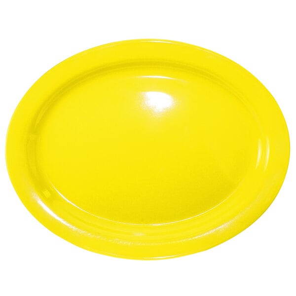 A yellow platter with a white background.