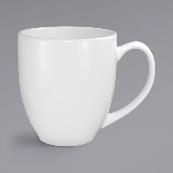 An International Tableware European white stoneware bistro cup with a handle.