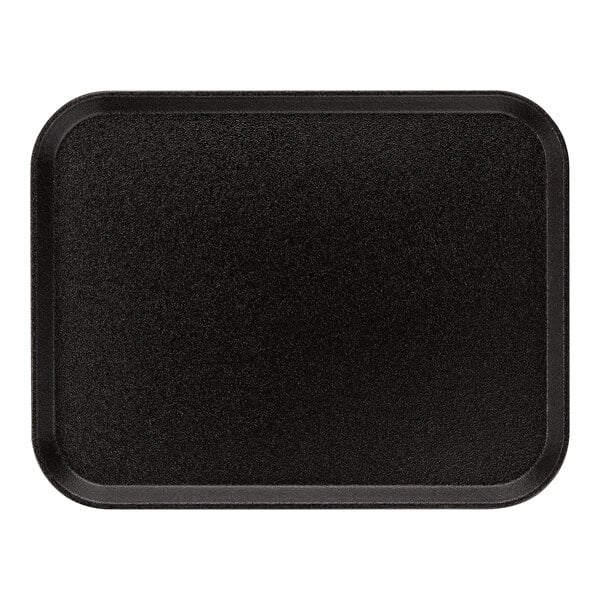 A Carlisle black non-skid rectangular tray.