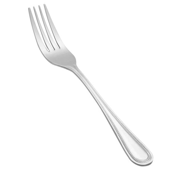 A Vollrath stainless steel dinner fork with a silver handle.