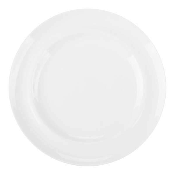 A plain white porcelain plate.