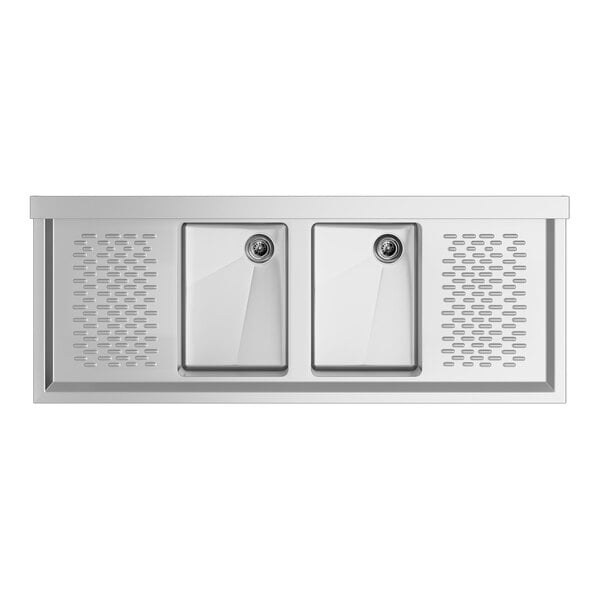 Regency 48" x 18 3/4" Two Bowl Underbar Sink with Two Drainboards