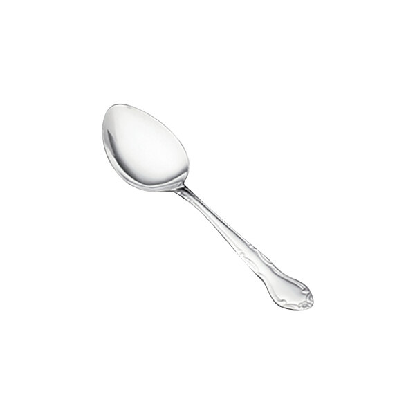 A Vollrath Thornhill stainless steel serving spoon with a silver handle and spoon.