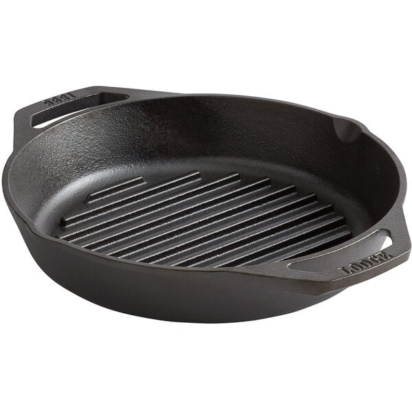 Lodge L8GPL 10 1/4 Pre-Seasoned Cast Iron Grill Pan with Dual