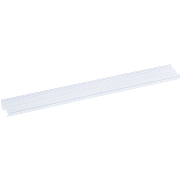 A long white rectangular plastic label holder.