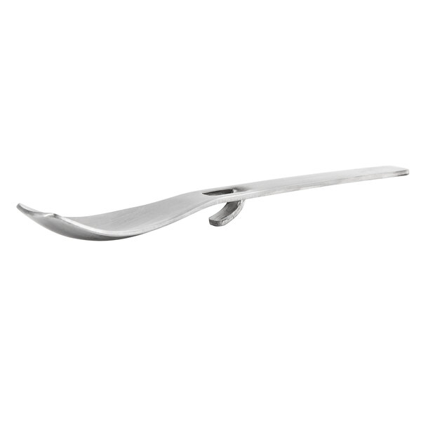 A Front of the House stainless steel taster spoon with a handle.