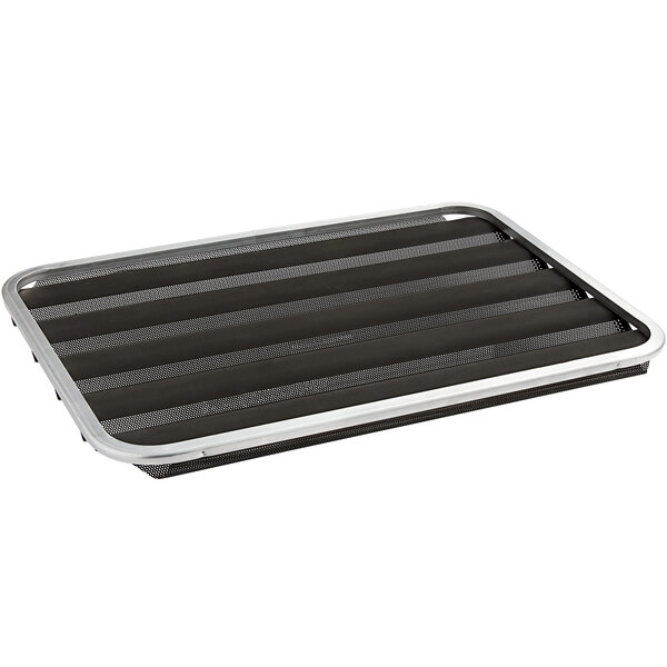 a black and silver tray