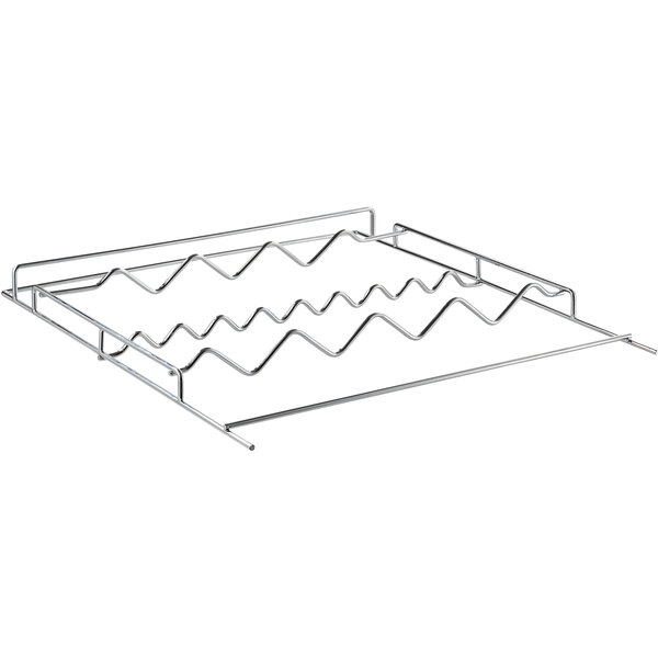 AvaValley metal shelf with spiral patterns for a wine merchandiser.