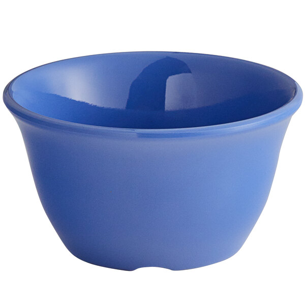 An Elite Global Solutions Brazil melamine bouillon cup in blue.