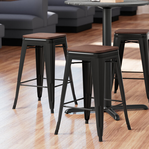 Lancaster Table & Seating Alloy Series Black Indoor Backless