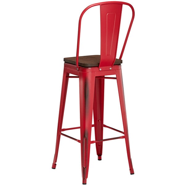 Lancaster Table Seating Alloy Series, Distressed Red Metal Bar Stools