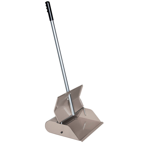 A silver Ex-Cell Kaiser large capacity dustpan with a long handle.