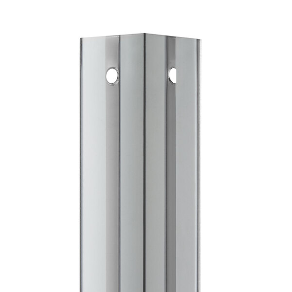 A Regency stainless steel wall outside corner guard with adhesive strips and mounting holes.