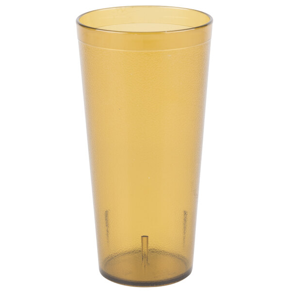 A brown Carlisle plastic tumbler.