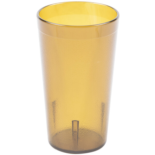 A brown Carlisle plastic tumbler.