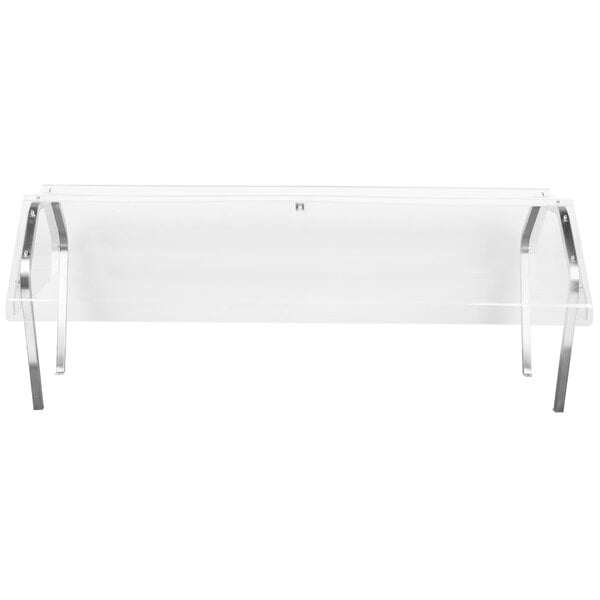 A clear plastic and metal bench with a black border.