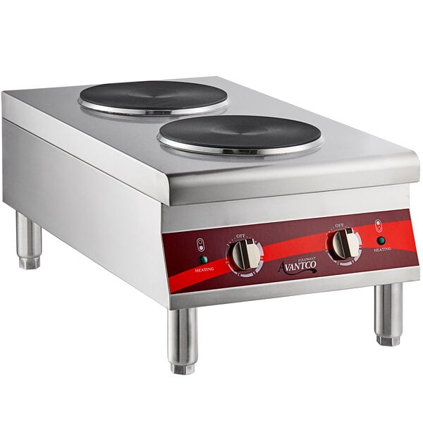 Avantco CER-200 Dual Solid French-Style Burner Countertop Electric Range - 208/240V, 3,000/4,000W