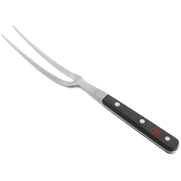 a fork with a black handle