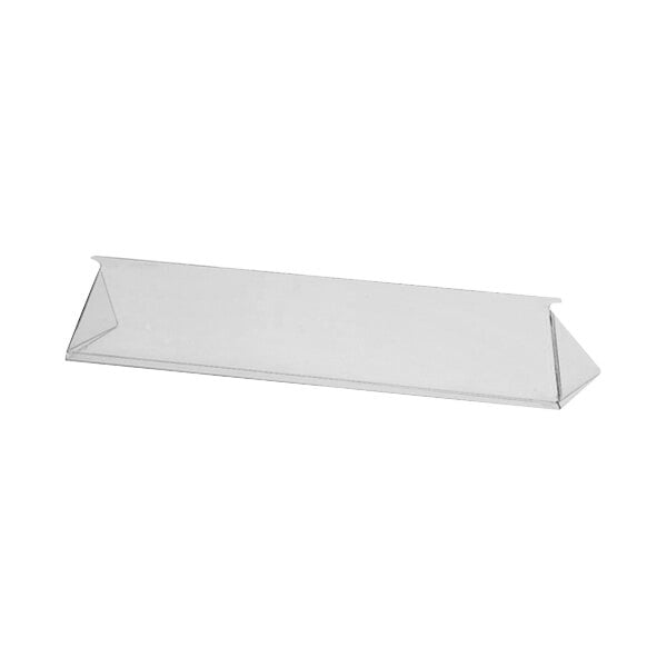 A clear plastic shield with a white rectangular shape.