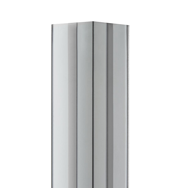 A Regency stainless steel wall corner guard with a black corner.