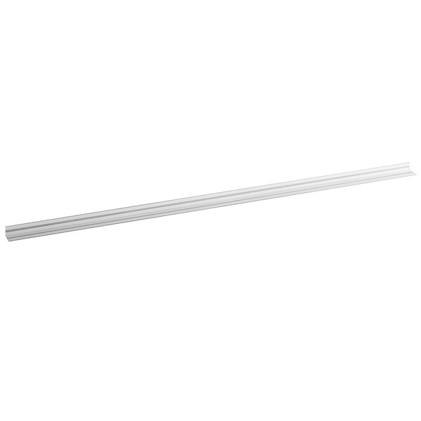 A long white metal bar on a white background.