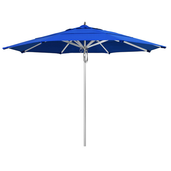 A California Umbrella with a Pacific Blue Sunbrella canopy.