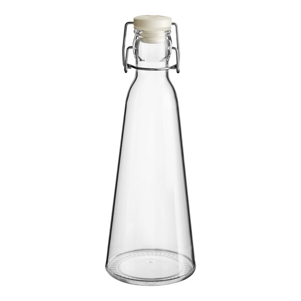 A clear acrylic hinged water bottle with a white cap.