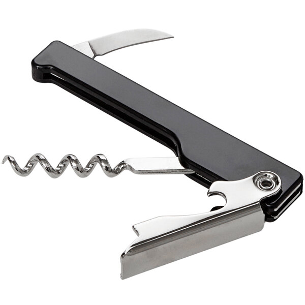 a black and silver corkscrew