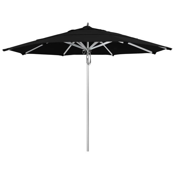 a black umbrella with a white background