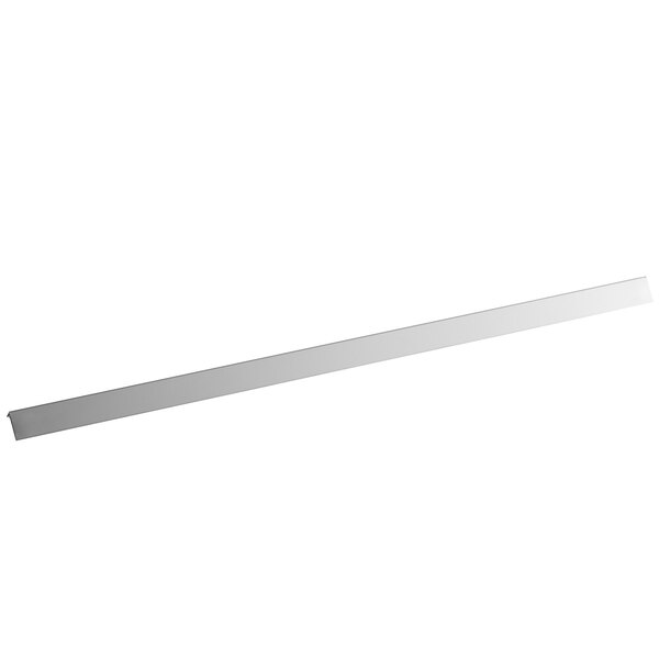 A long rectangular stainless steel wall guard.