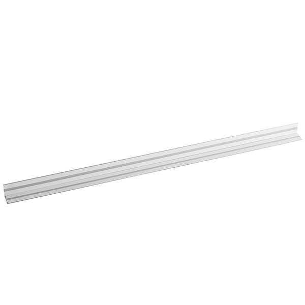 A long white metal bar with a white background.