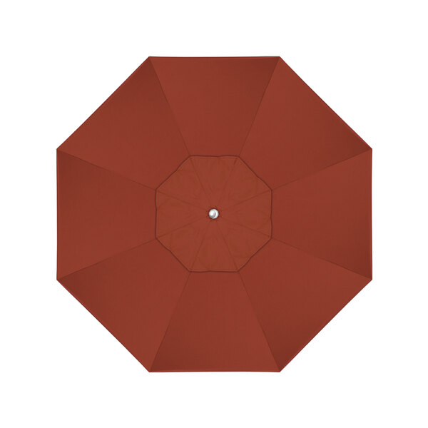 A top view of a California Umbrella with a Henna Sunbrella canopy.