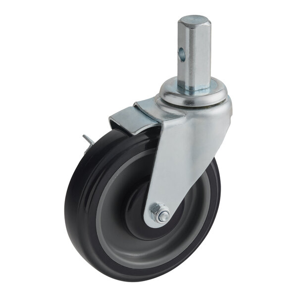 A black Regency swivel caster with a silver metal wheel.