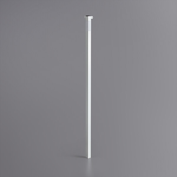 A white pole with a white base for a Backyard Pro Courtyard Series Canopy.