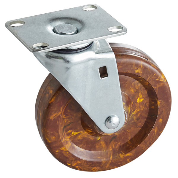 A Regency high-heat plate caster with a metal wheel and screw attachment.