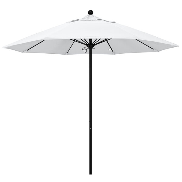 a white umbrella with a black pole