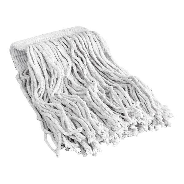 A white Carlisle small cotton wet mop head.