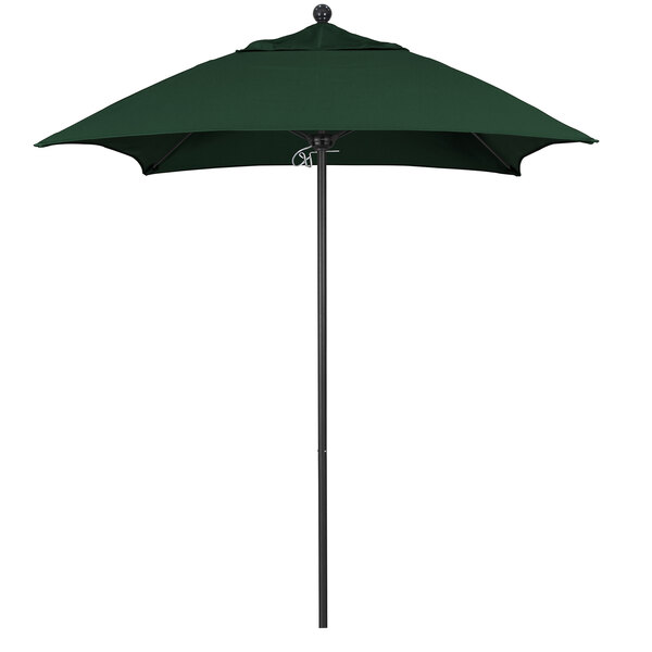 A forest green California Umbrella on a white background.