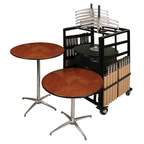 A round Resilient 200 Series plywood table with a metal base.
