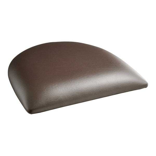 A brown vinyl cushion for wood frame chairs and bar stools on a white background.