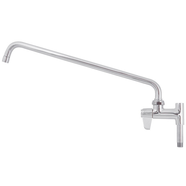 A silver Equip by T&S add-on faucet for pre-rinse units with a long handle.