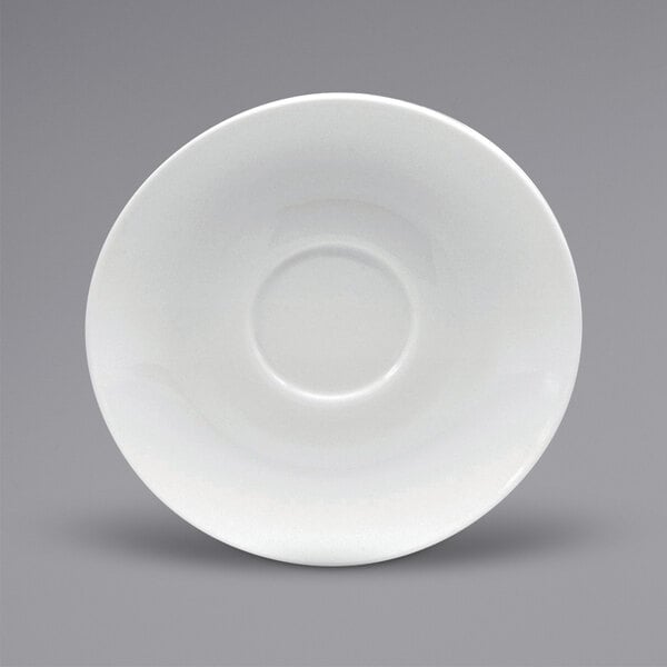 a white plate with a circle