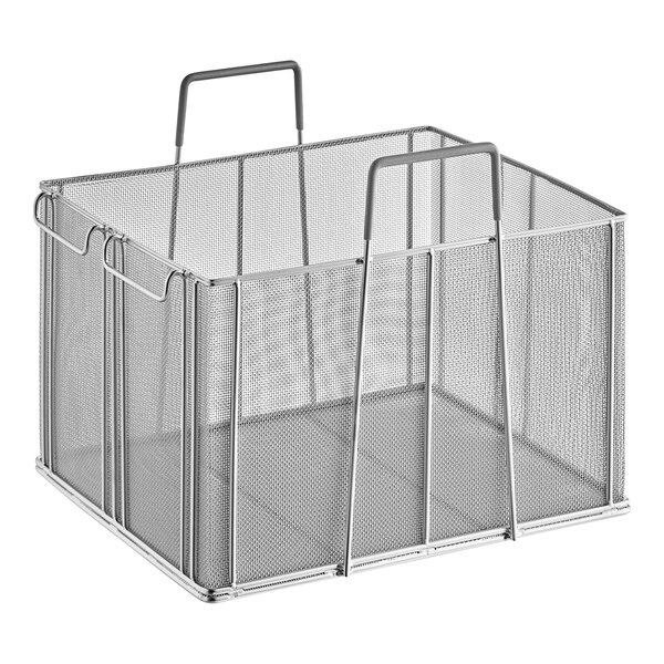 A wire mesh Pitco pasta basket with handles.