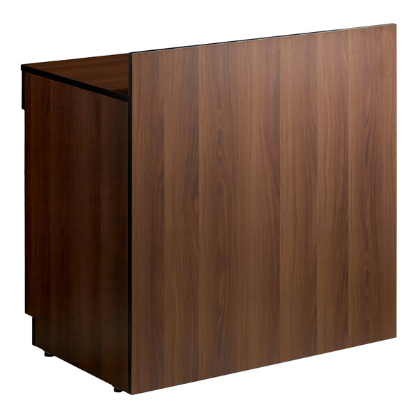Lancaster Table & Seating 36" Walnut Waitress Station with Drawer and Adjustable Shelf