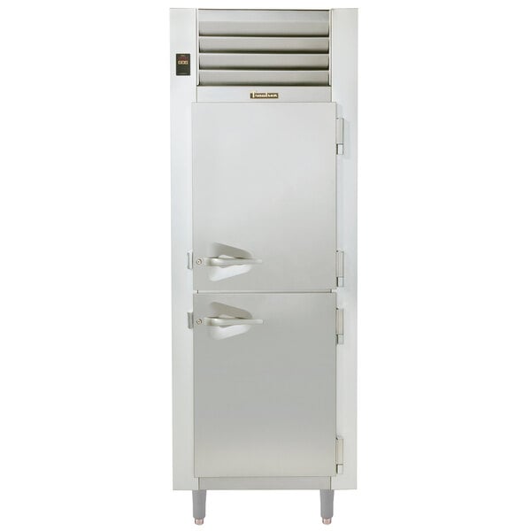 A Traulsen stainless steel holding cabinet with a door.