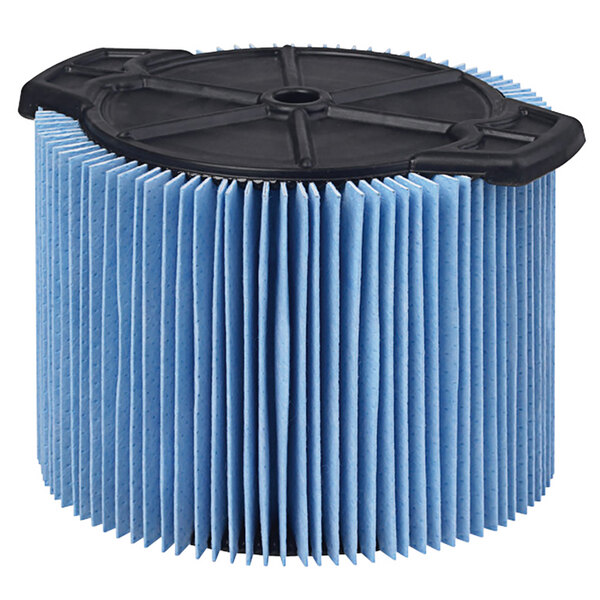 A blue ProTeam Qwik Lock fine dust cartridge filter.