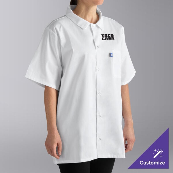 Uncommon Chef 0950 White Customizable Six Snap Cook Shirt - 6XL