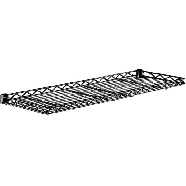 A black metal Metro cantilever shelf.