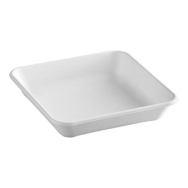 A white square Eco-Products WorldView take-out container.