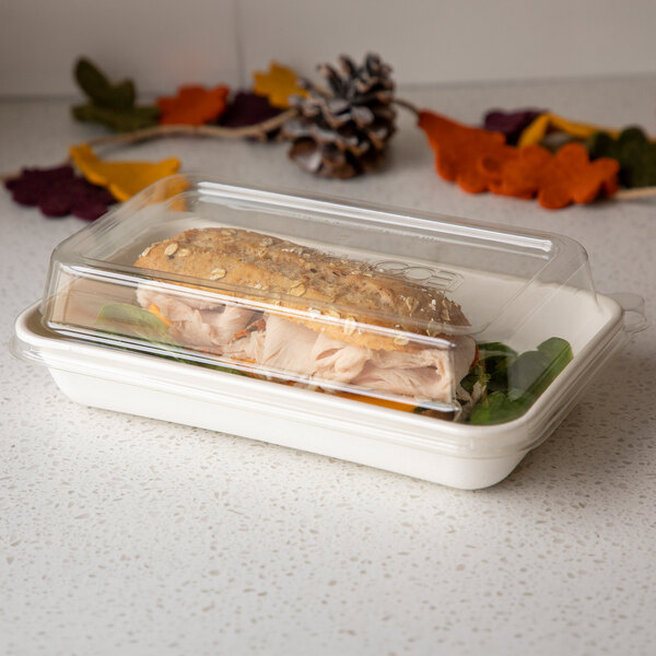 Eco-Products EP-SCRC107LID-R WorldView 10" x 7" 100% Recycled Content Take-Out Lid - 200/Case